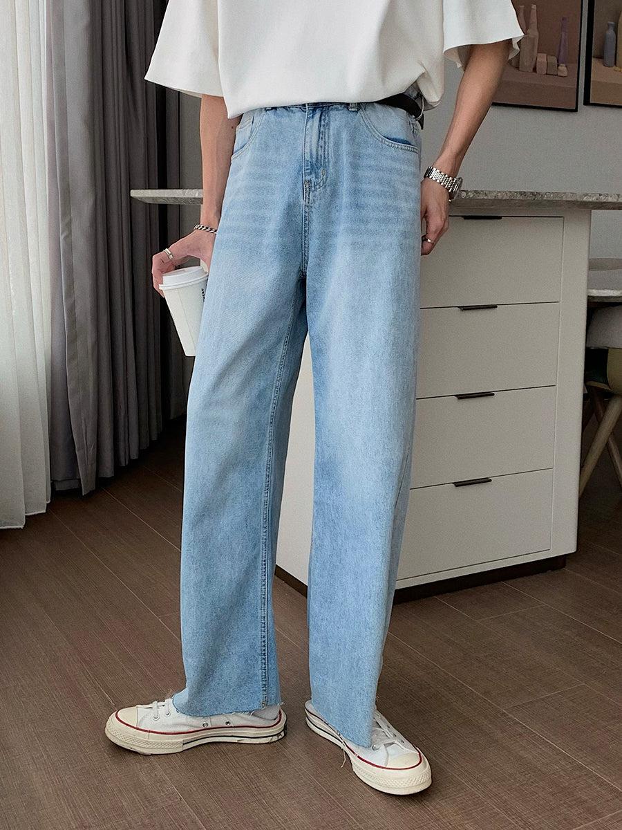 Light Blue Washed Straight Jeans