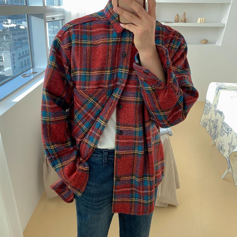 Long-Sleeved Plaid Shirt