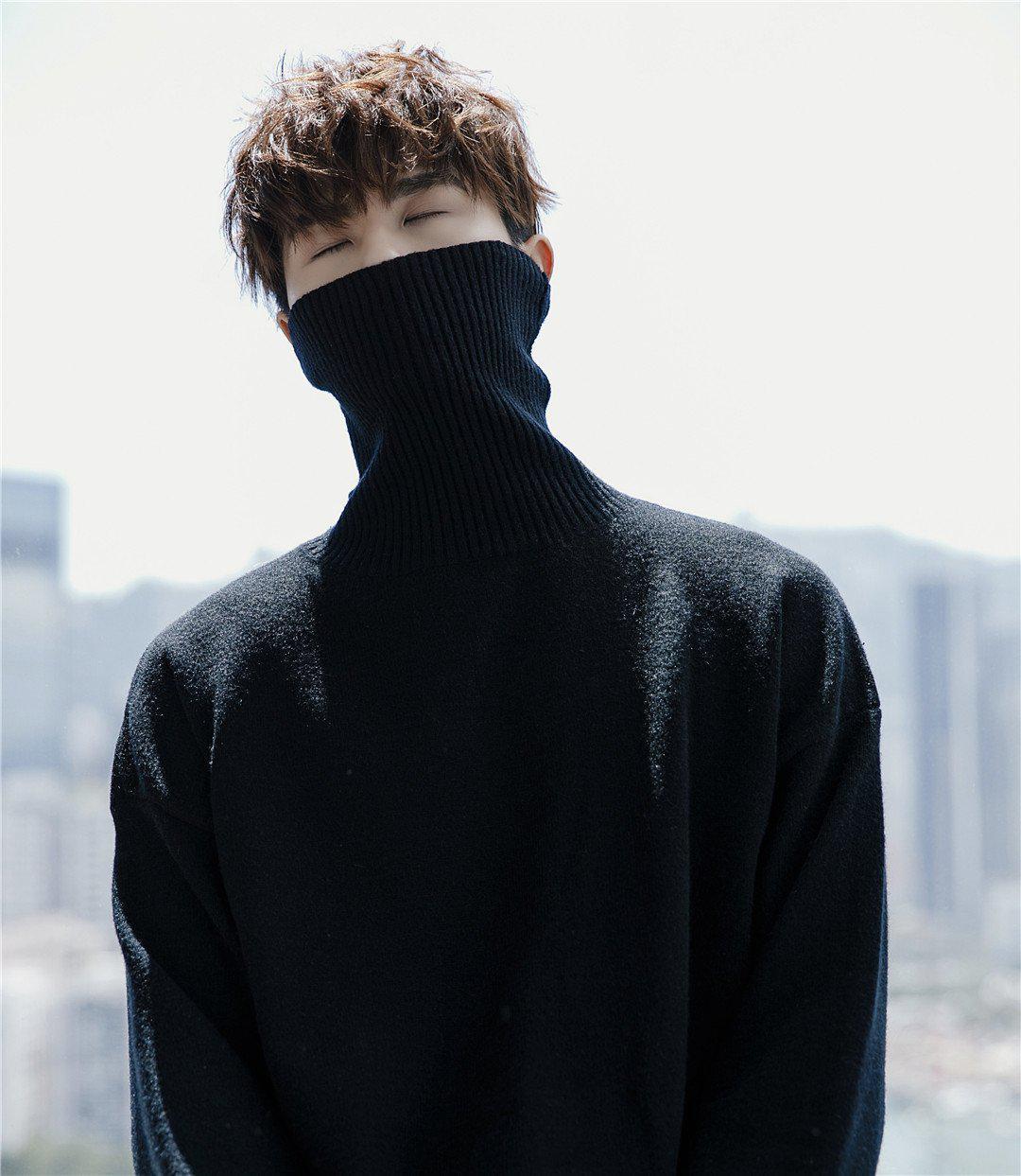 Korean black turtleneck best sale