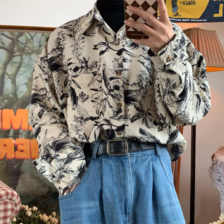 Loose-Fitting Floral Shirt