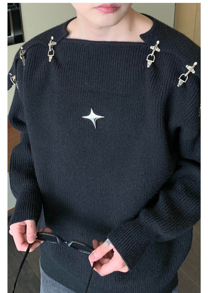 Metal Button Sweater