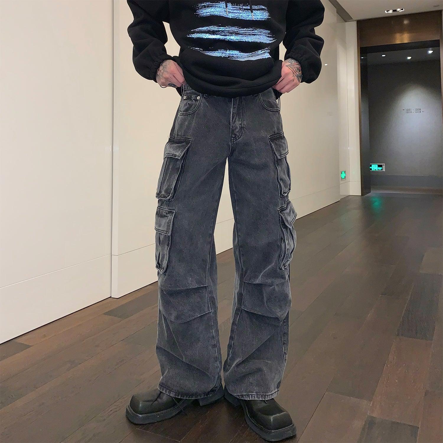 Multi-pocket Denim Cargo Pants – The Korean Fashion