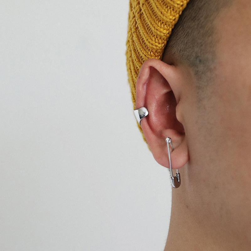 Paper Clip Shape Earrings | Stud, Hoop & Cross Earrings for Men Silver Single