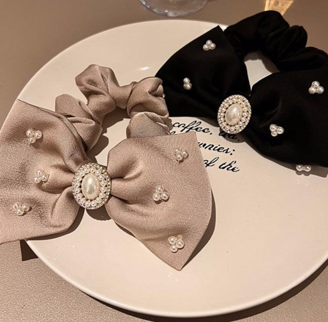 Pearl Bow Scrunchies