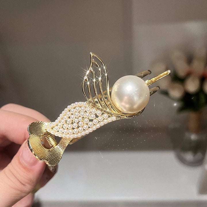 Pearl & Diamond Fishtail Hair Claw Clip