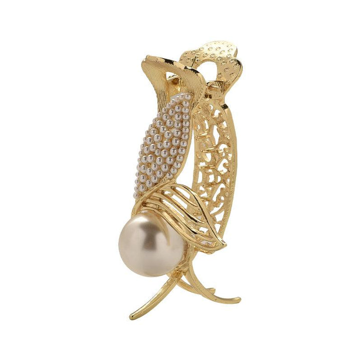 Pearl & Diamond Fishtail Hair Claw Clip