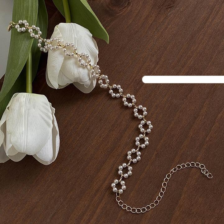 Pearl Flower Circle Necklace