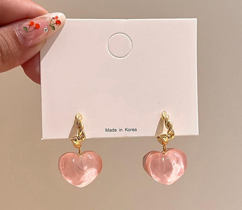 Pink Heart Earrings