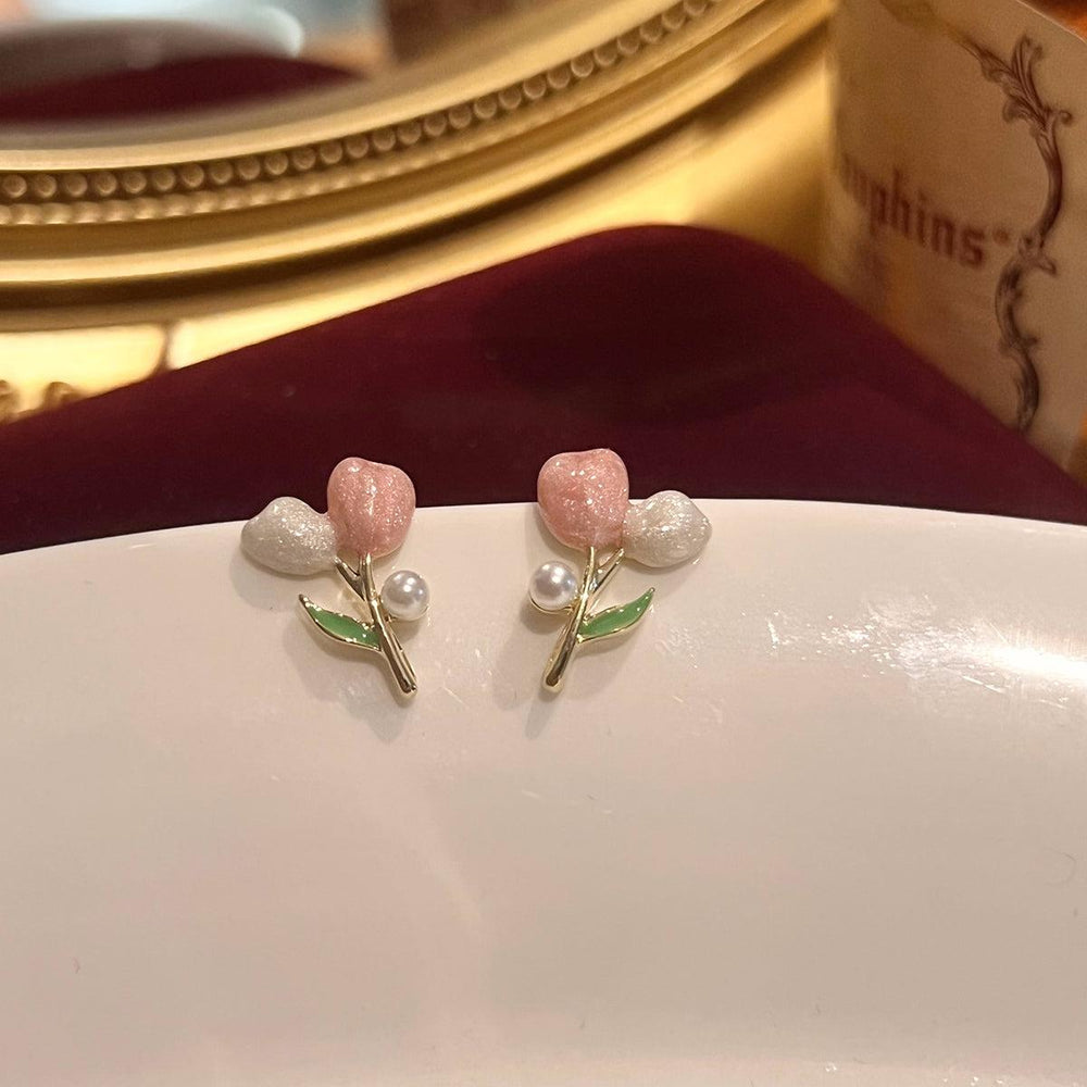 Pink Tulip Stud Earrings