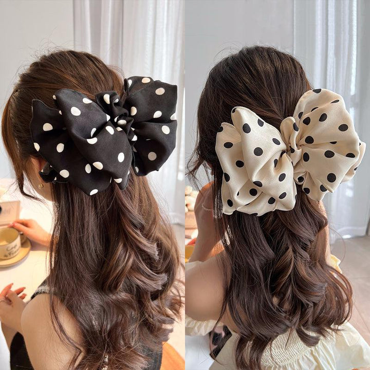 Polka Dot Bow Snap Hair Clip