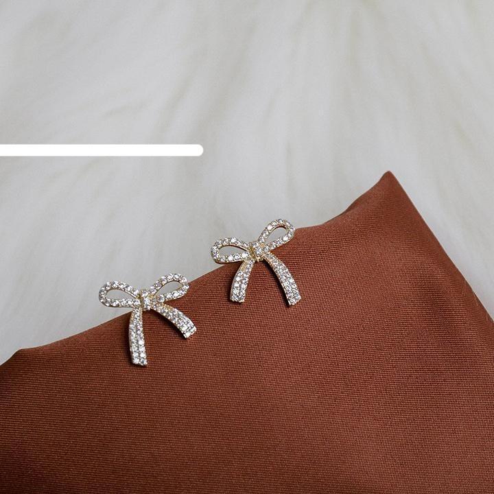 Rhinestone Bow Earrings