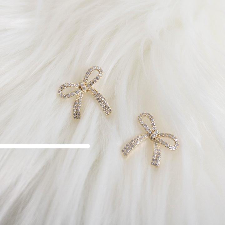 Rhinestone Bow Earrings