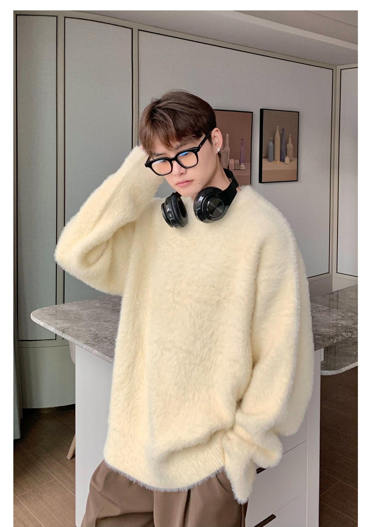 Round Neck Mohair Sweater – The Korean Fashion