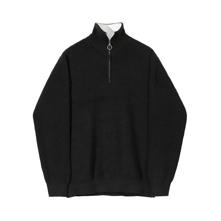 Semi-High Neck Zipper Sweater