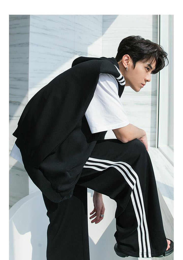 Side Stripe Hooded Vest & Track Pants Set