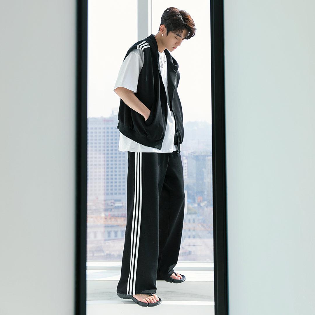 Side Stripe Hooded Vest & Track Pants Set