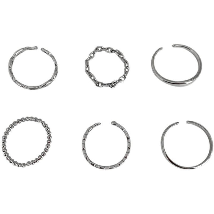 Six-Piece Silver Open Ring Set