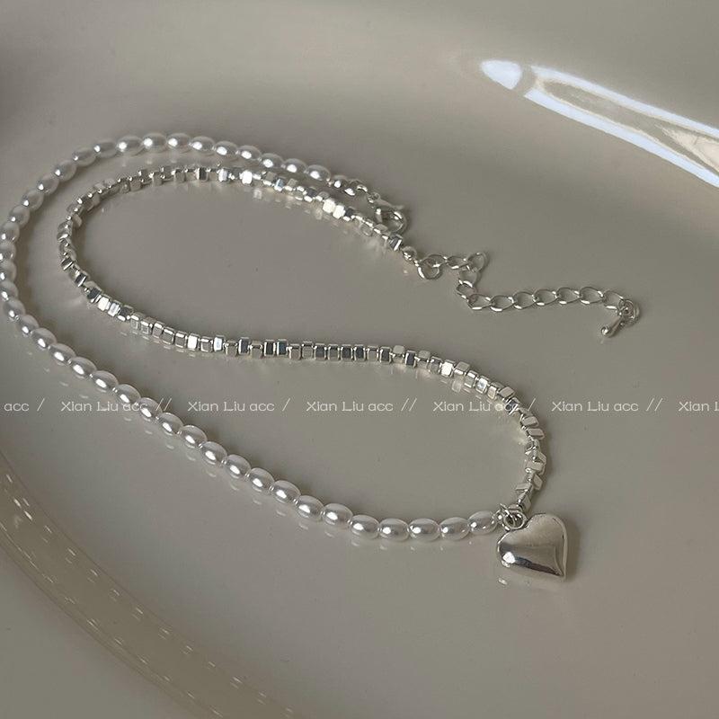 Splicing Pearl Heart Necklace