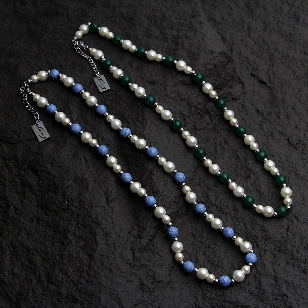 Stitching Green Beaded Necklace