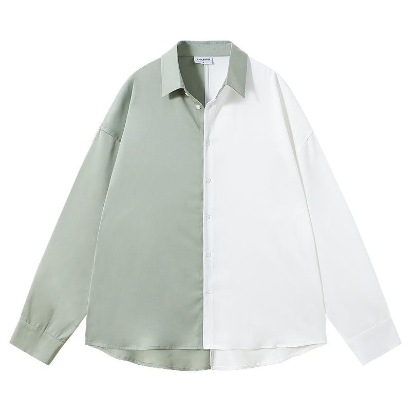 Stitching Silk Contrast Shirt