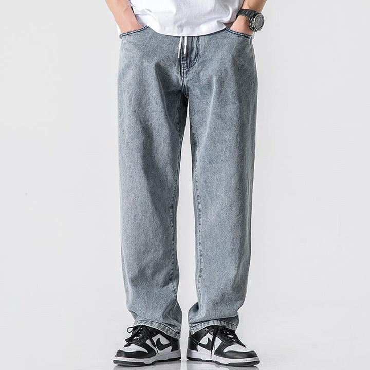 Straight Drape Washed Denim Jeans