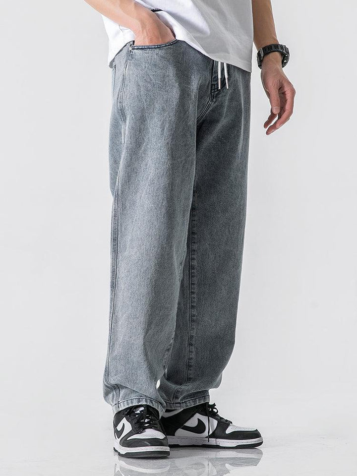 Straight Drape Washed Denim Jeans