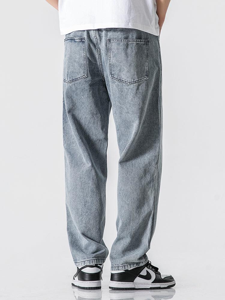 Straight Drape Washed Denim Jeans