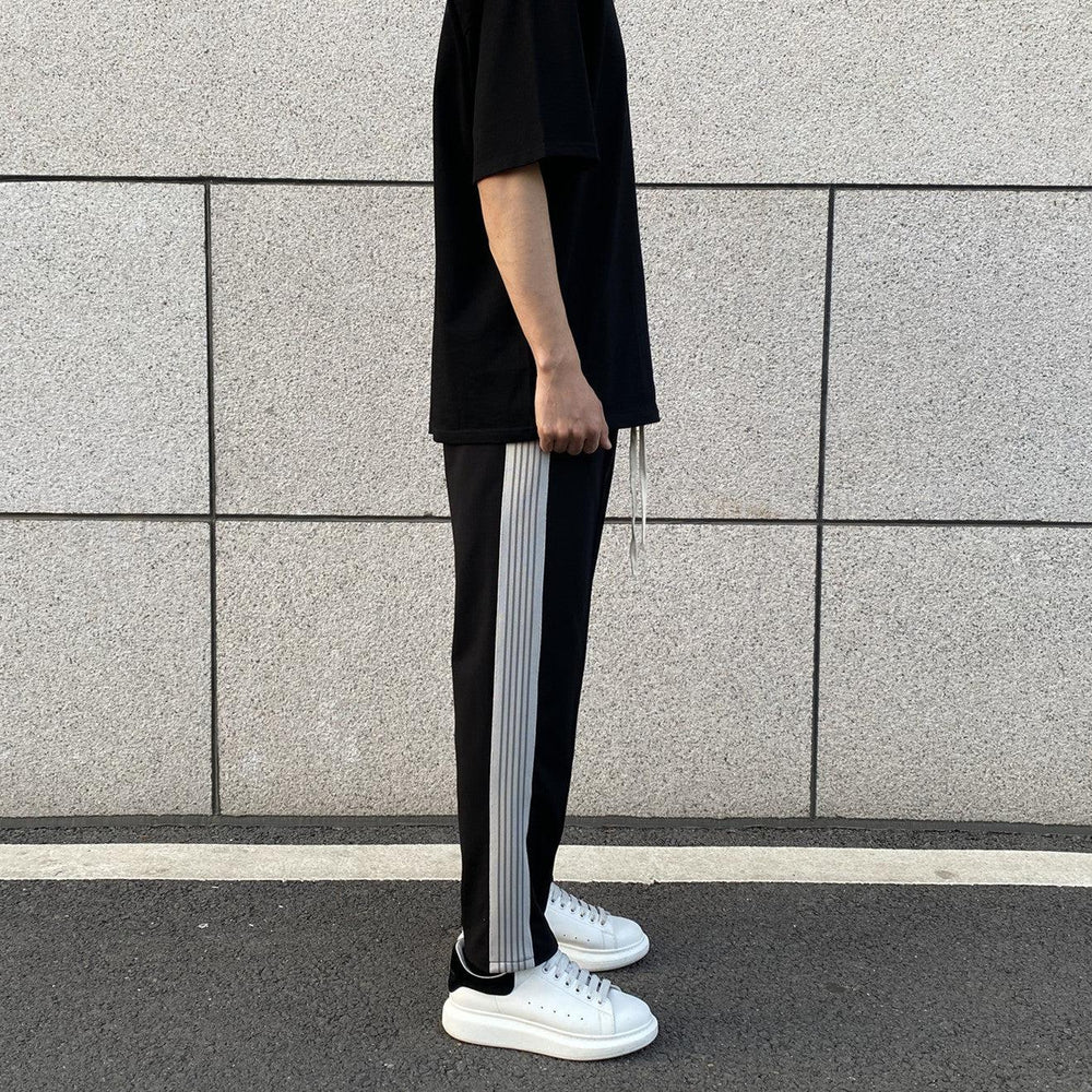 Striped Elastic Drawstring Pants