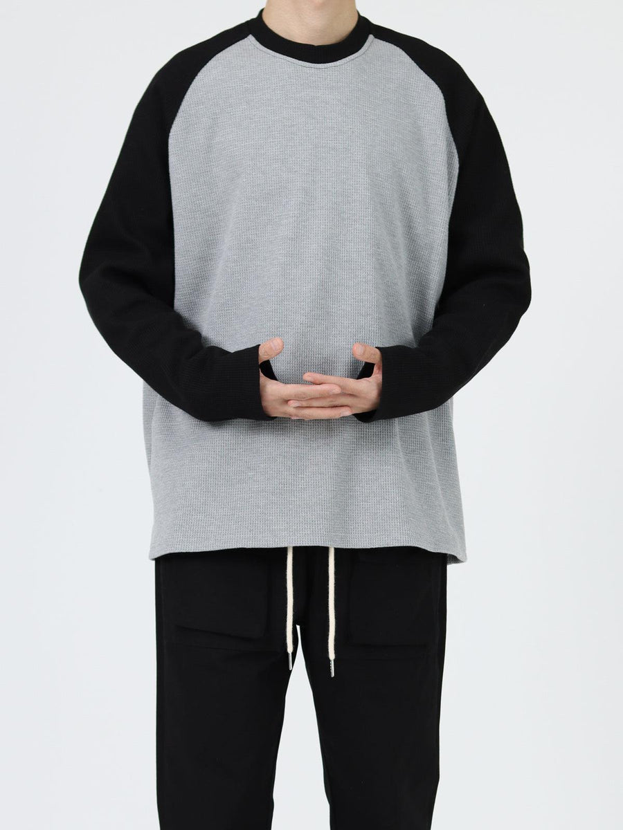 Waffle Round Neck Long-sleeved Shirt