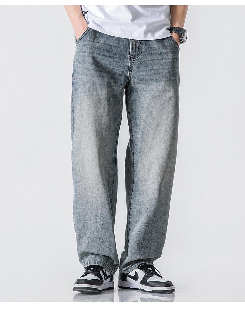 Wide Leg Washed Straight Jeans