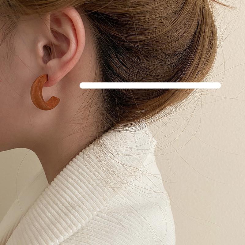 Wooden C-Shaped Earrings