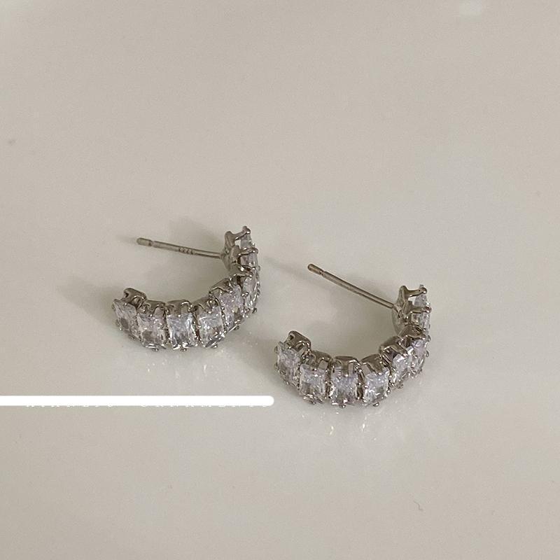 Zircon Arc Stud Earrings