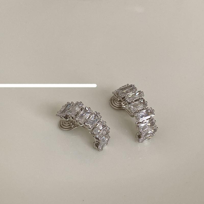 Zircon Arc Stud Earrings