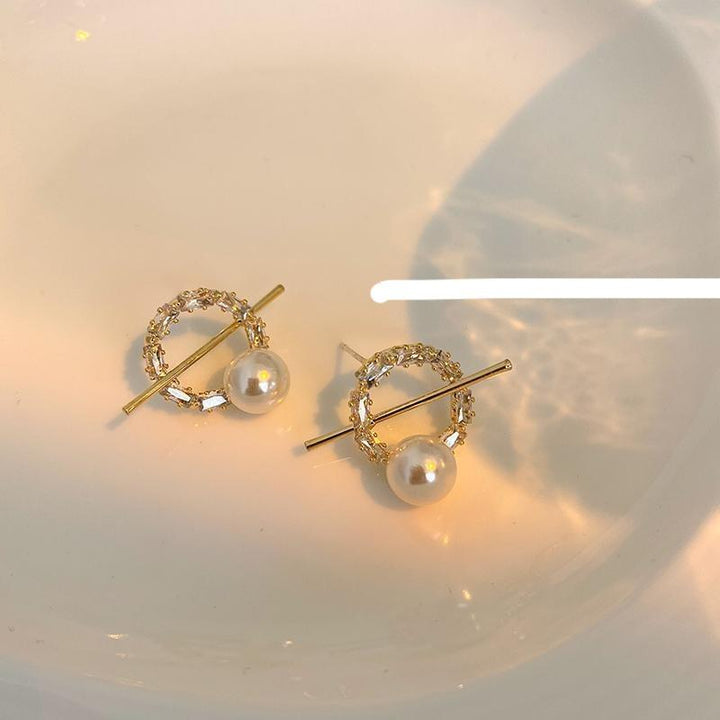 Zircon Pearl Hoop Earrings