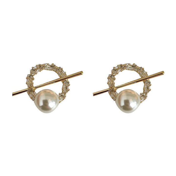 Zircon Pearl Hoop Earrings