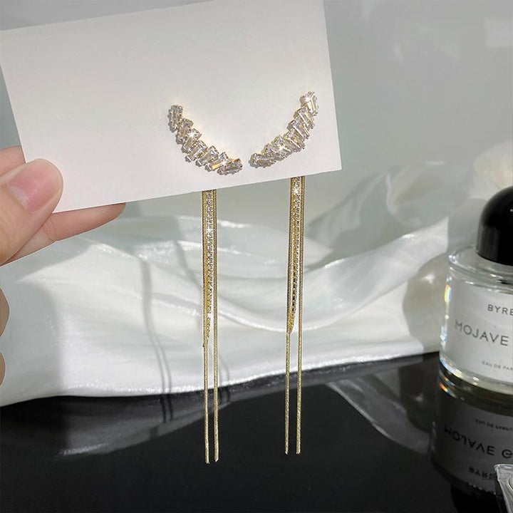 Zircon Tassel Earrings