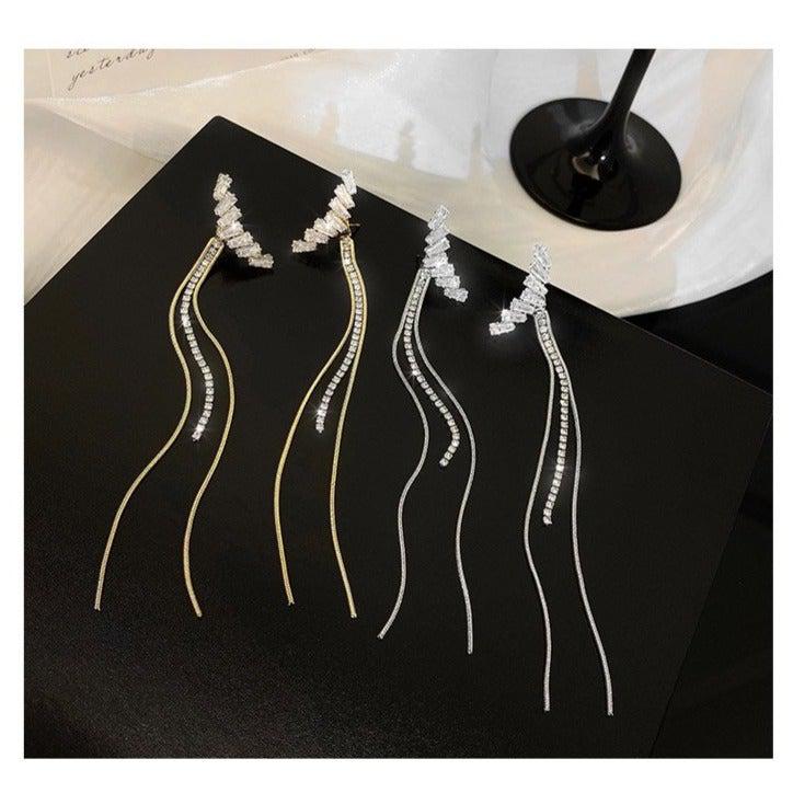 Zircon Tassel Earrings